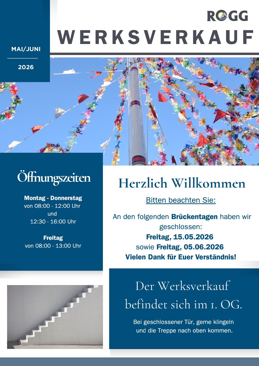 Werksverkauf am 15.05.2026 und 05.06.2026 geschlossen!